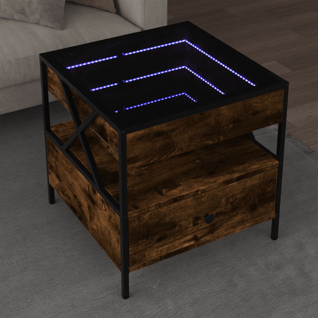 Levně vidaXL Konferenční stolek s Infinity LED kouřový dub 50 x 50 x 51 cm