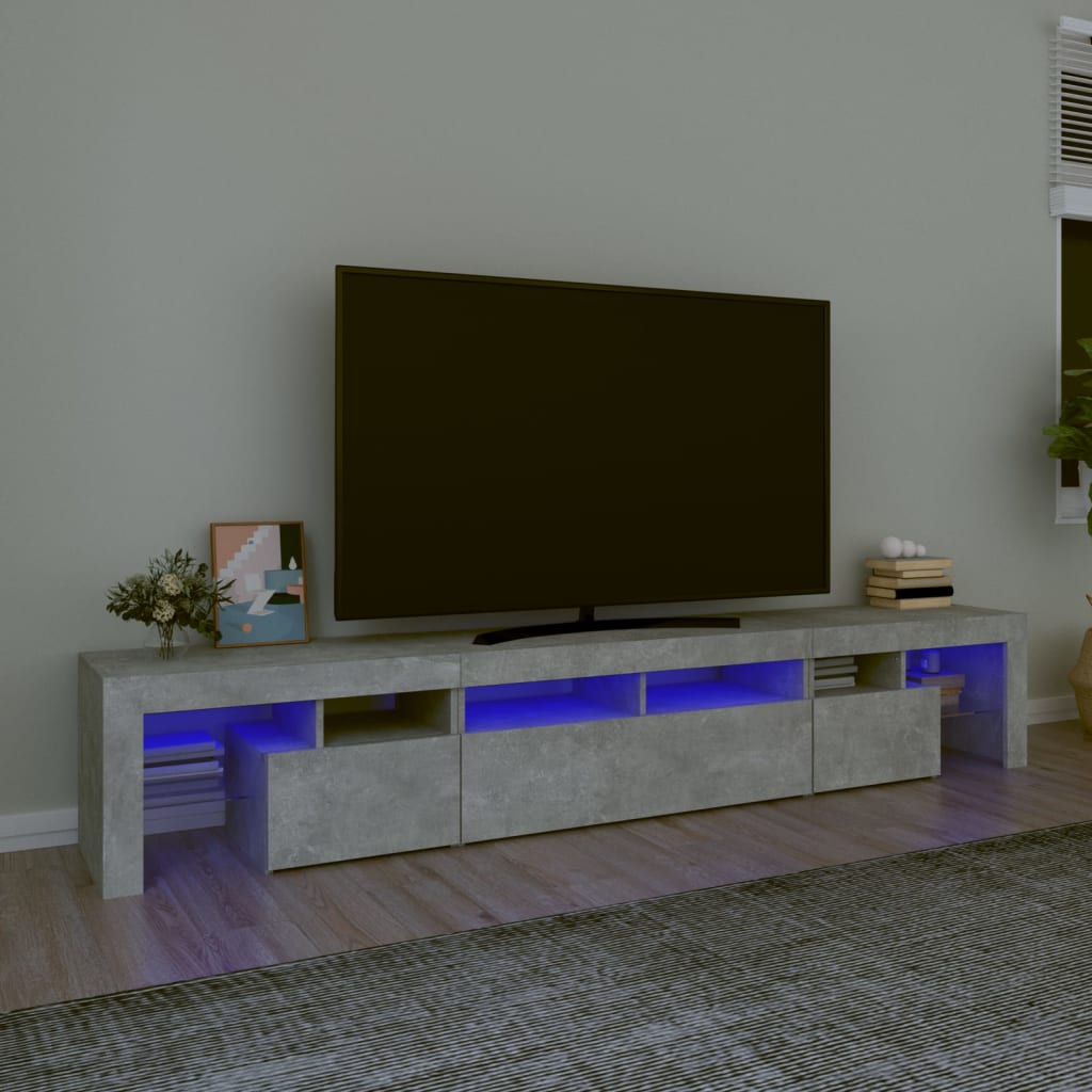 Levně vidaXL TV skříňka s LED osvětlením betonově šedá 230x36,5x40 cm