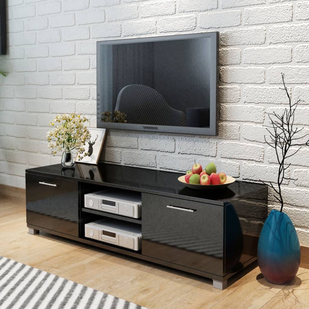 Levně vidaXL TV stolek černý s vysokým leskem 120 x 40,5 x 35 cm
