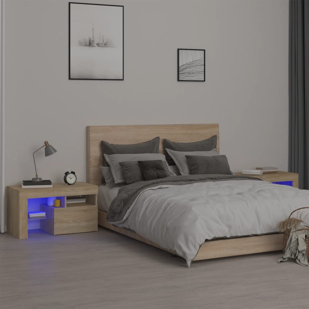 Levně vidaXL Noční stolky 2 ks s LED osvětlením dub sonoma 70 x 36,5 x 40 cm