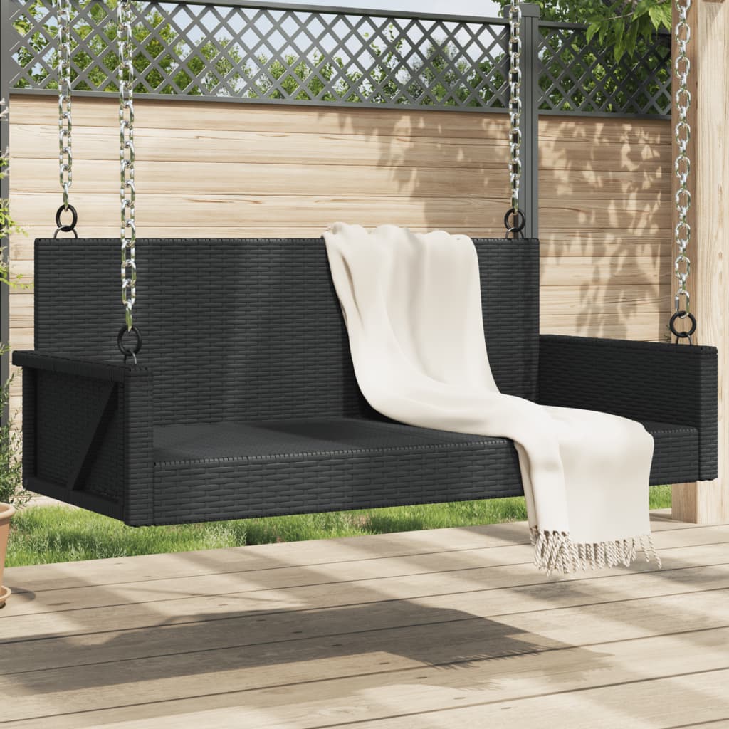 Levně vidaXL Houpací lavice černá 119 x 56 x 48 cm polyratan