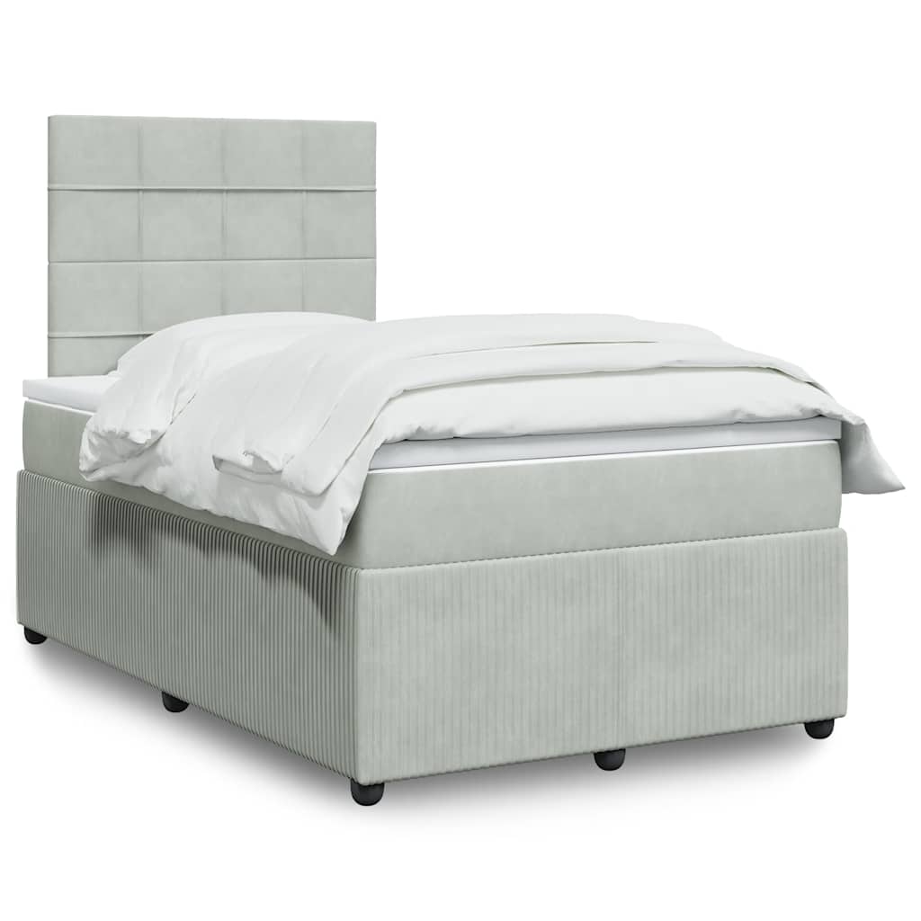 Levně vidaXL Box spring postel s matrací světle šedá 120 x 200 cm samet