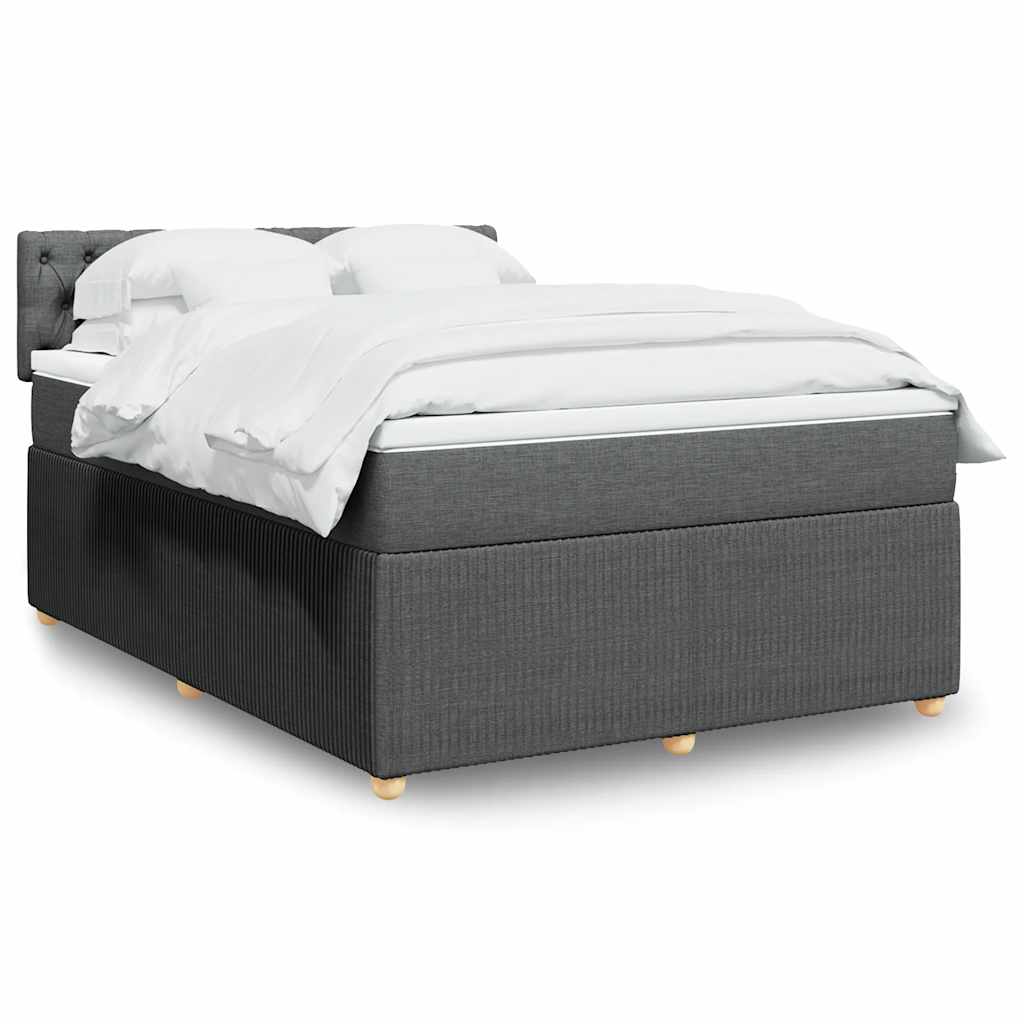 Levně vidaXL Box spring postel s matrací tmavě šedá 140x200 cm textil