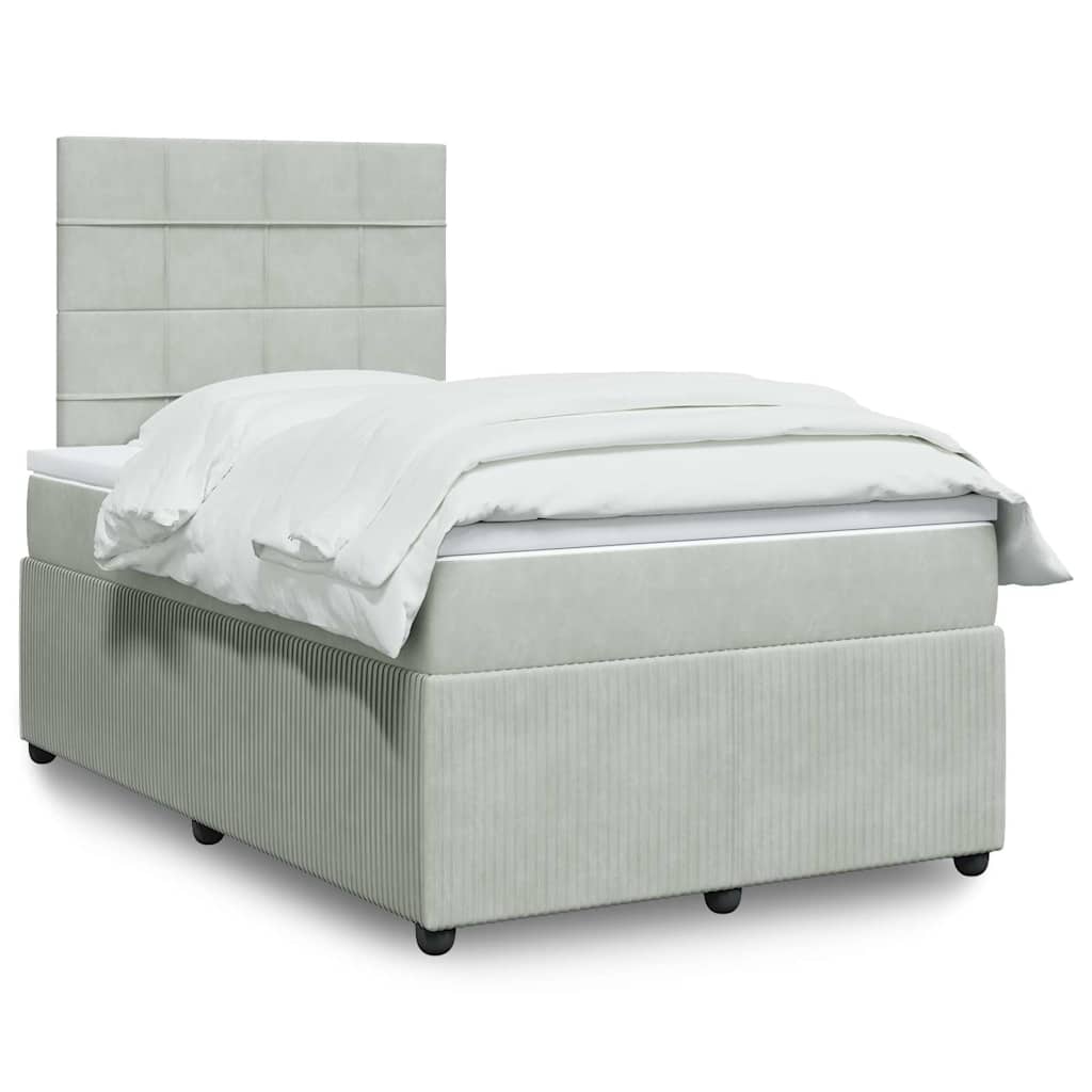 Levně vidaXL Box spring postel s matrací světle šedá 120x190 cm samet