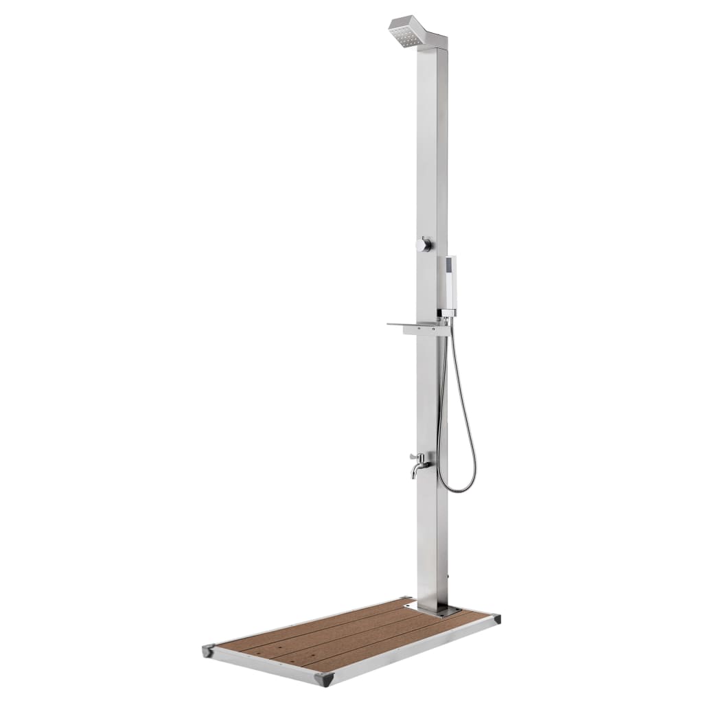 Levně vidaXL Zahradní sprcha s hnědou základnou 225 cm nerezová ocel