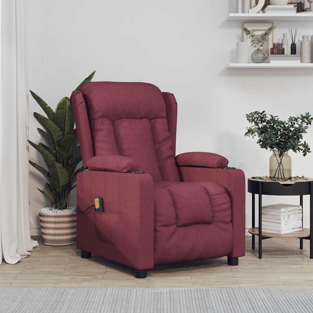 Levně vidaXL Masážní křeslo vínové textil