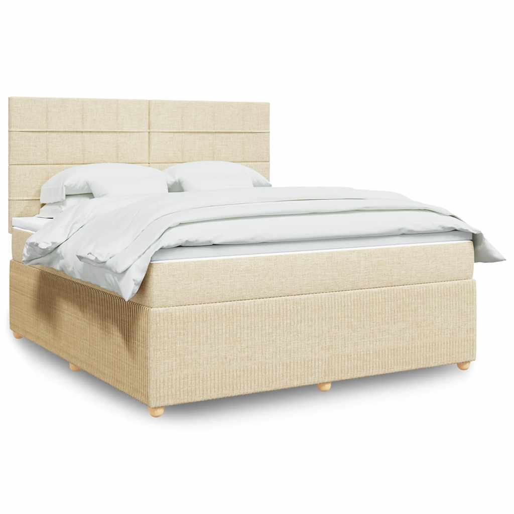 Levně vidaXL Box spring postel s matrací krémová 180x200 cm textil
