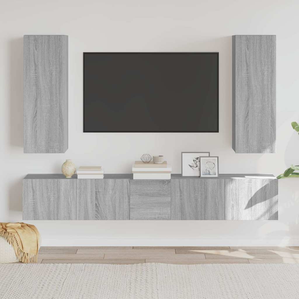 Levně vidaXL 5dílný set TV skříněk šedý sonoma kompozitní dřevo