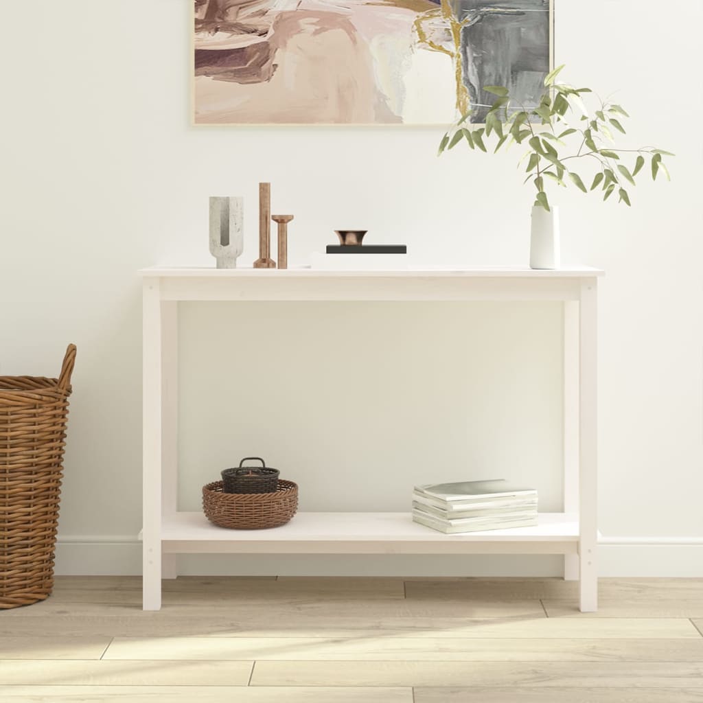 Levně vidaXL Konzolový stolek bílý 110x40x80 cm masivní borové dřevo