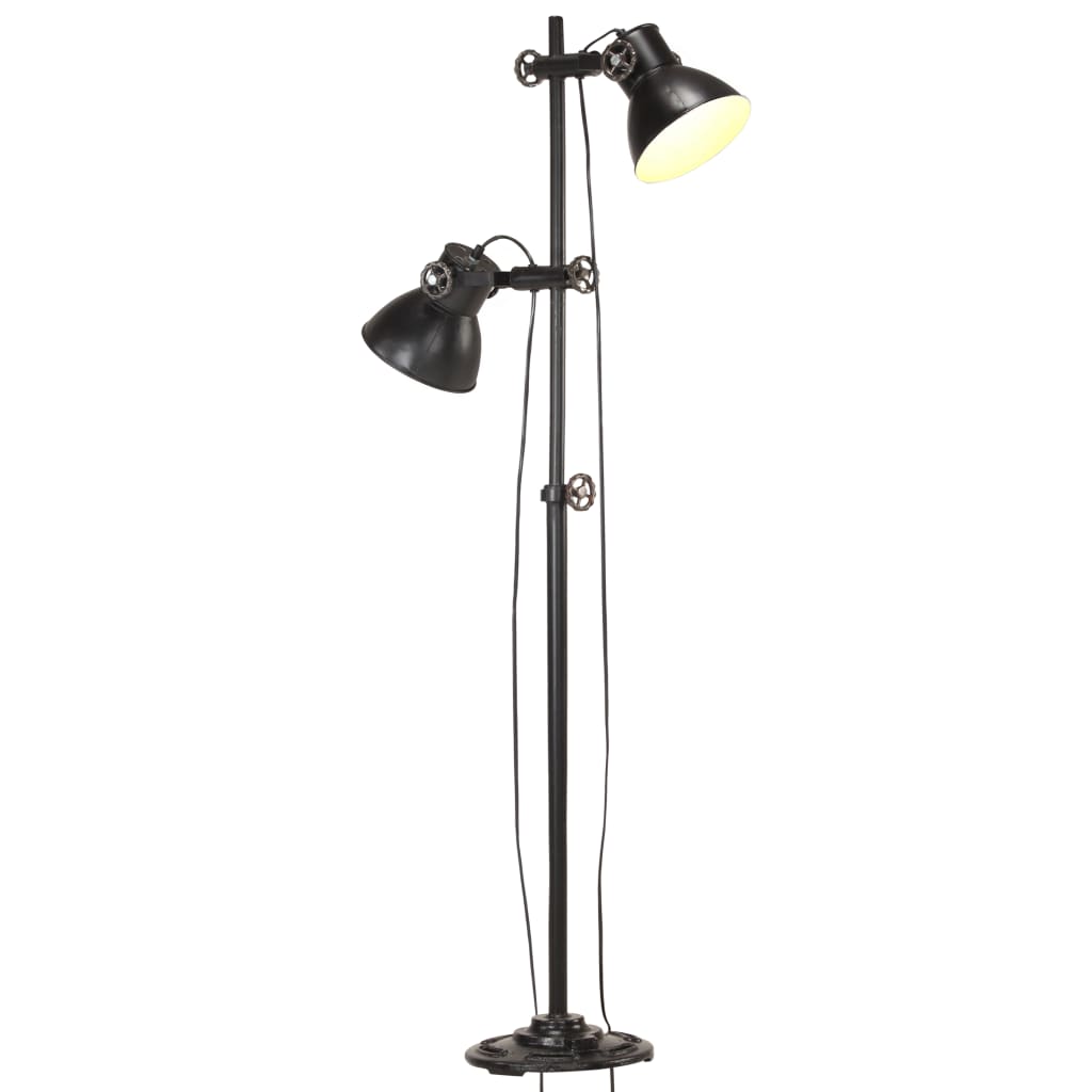 Levně vidaXL Podlahová lampa se 2 svítidly černá E27 litina