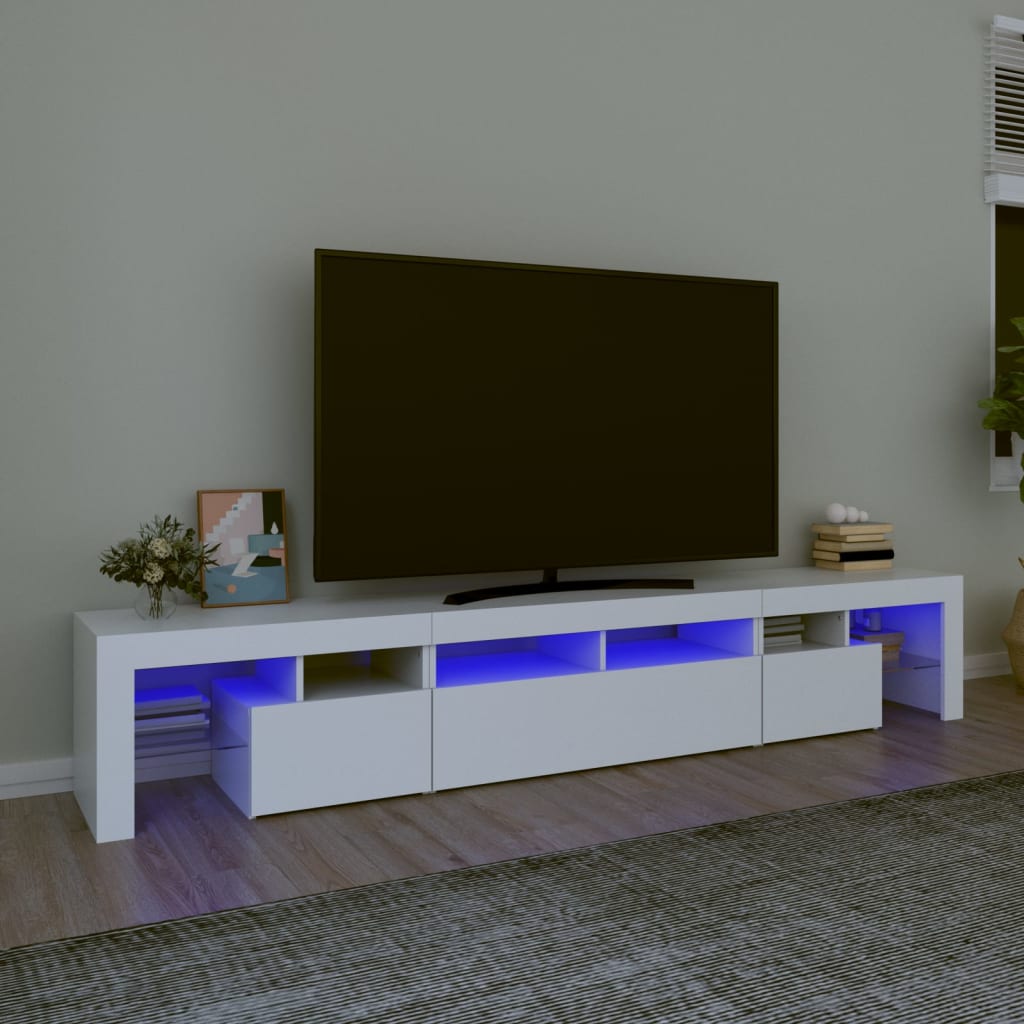 Levně vidaXL TV skříňka s LED osvětlením bílá 230x36,5x40 cm
