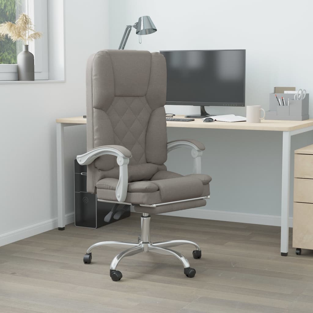 Levně vidaXL Masážní polohovací kancelářské křeslo taupe textil
