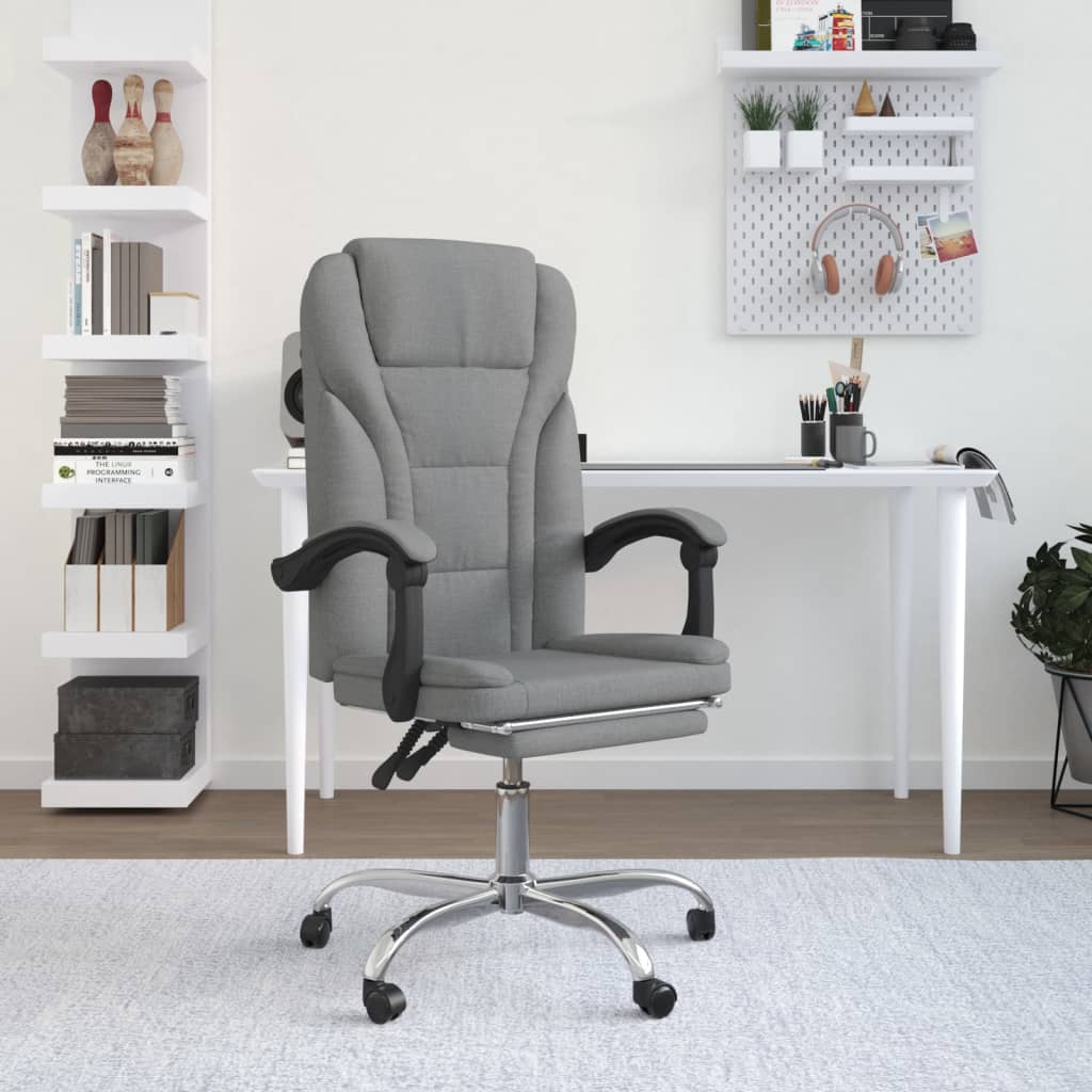 Levně vidaXL Polohovací kancelářská židle světle šedá textil