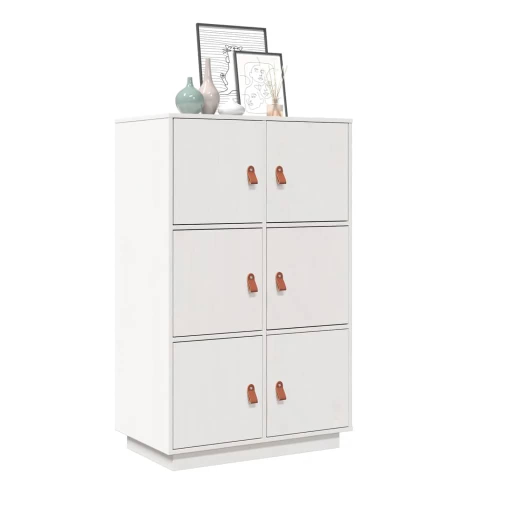 Levně vidaXL Skříň highboard bílá 67 x 40 x 108,5 cm masivní borové dřevo