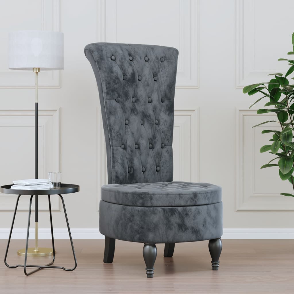 Levně vidaXL Židle s vysokým opěradlem tmavě šedá samet design s knoflíky