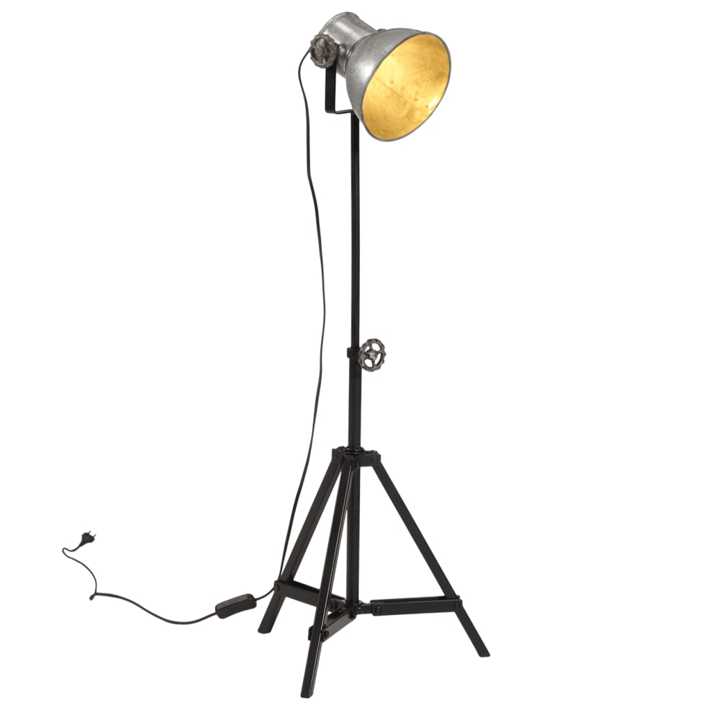Levně vidaXL Stojací lampa 25 W vintage stříbrná 35 x 35 x 65/95 cm E27