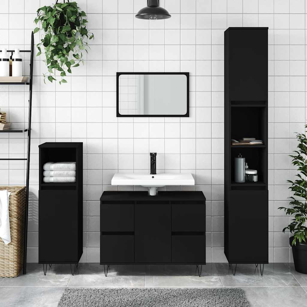 Levně vidaXL Koupelnová skříňka černá 80 x 33 x 60 cm kompozitní dřevo