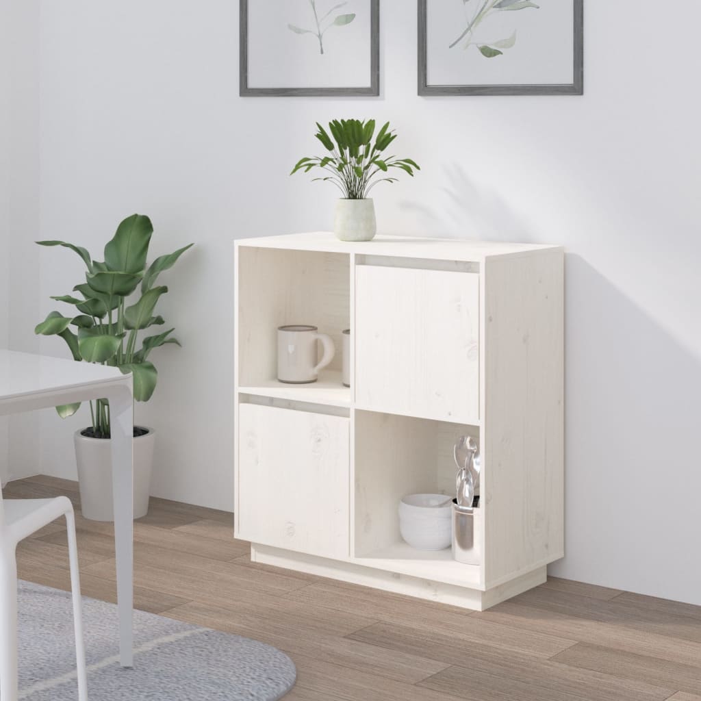 Levně vidaXL Příborník bílý 74 x 35 x 80 cm masivní borové dřevo