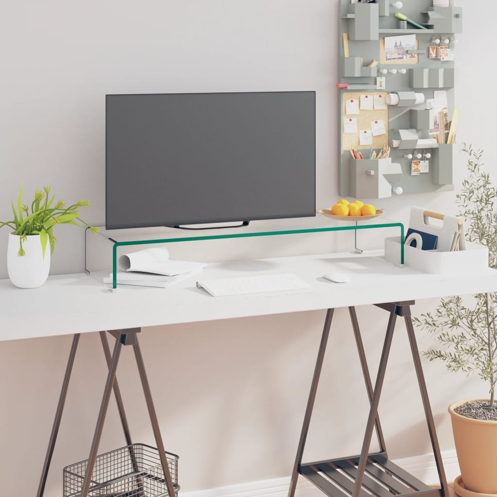vidaXL TV stolek / podstavec na monitor čiré sklo 90x30x13 cm