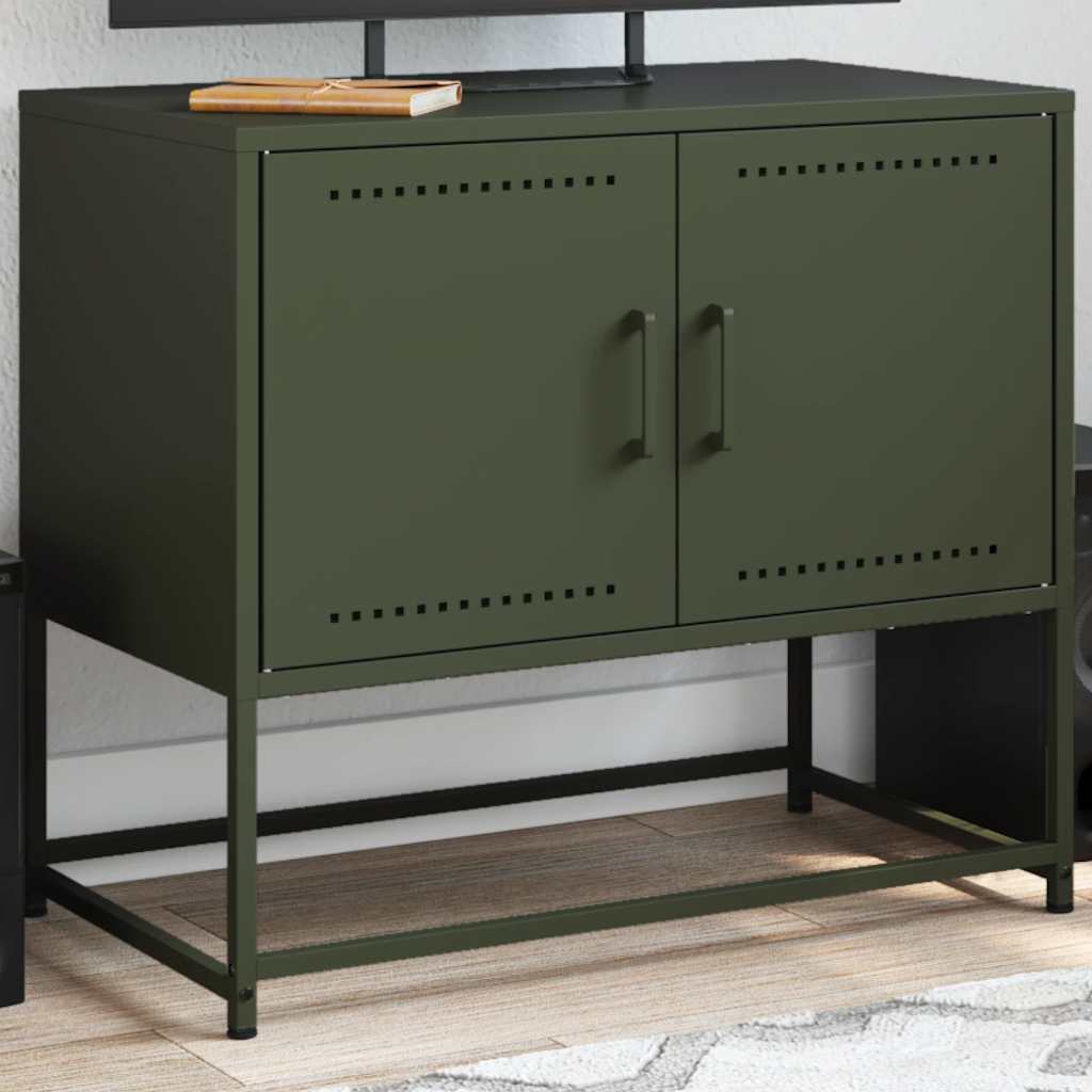 Levně vidaXL TV skříňka olivově zelená 68,5 x 39 x 60,5 cm ocel