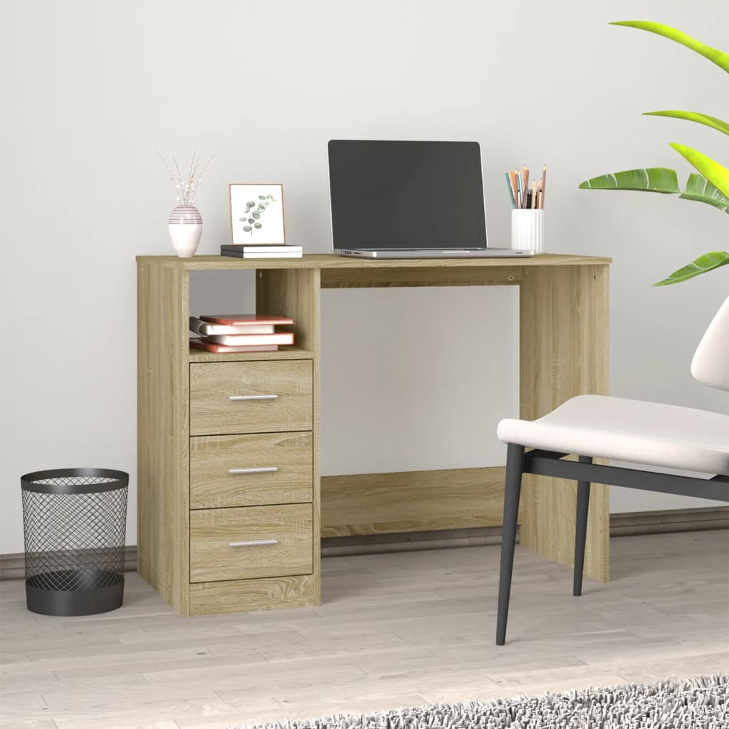 Levně vidaXL Psací stůl se zásuvkami dub sonoma 102 x 50 x 76 cm kompozit