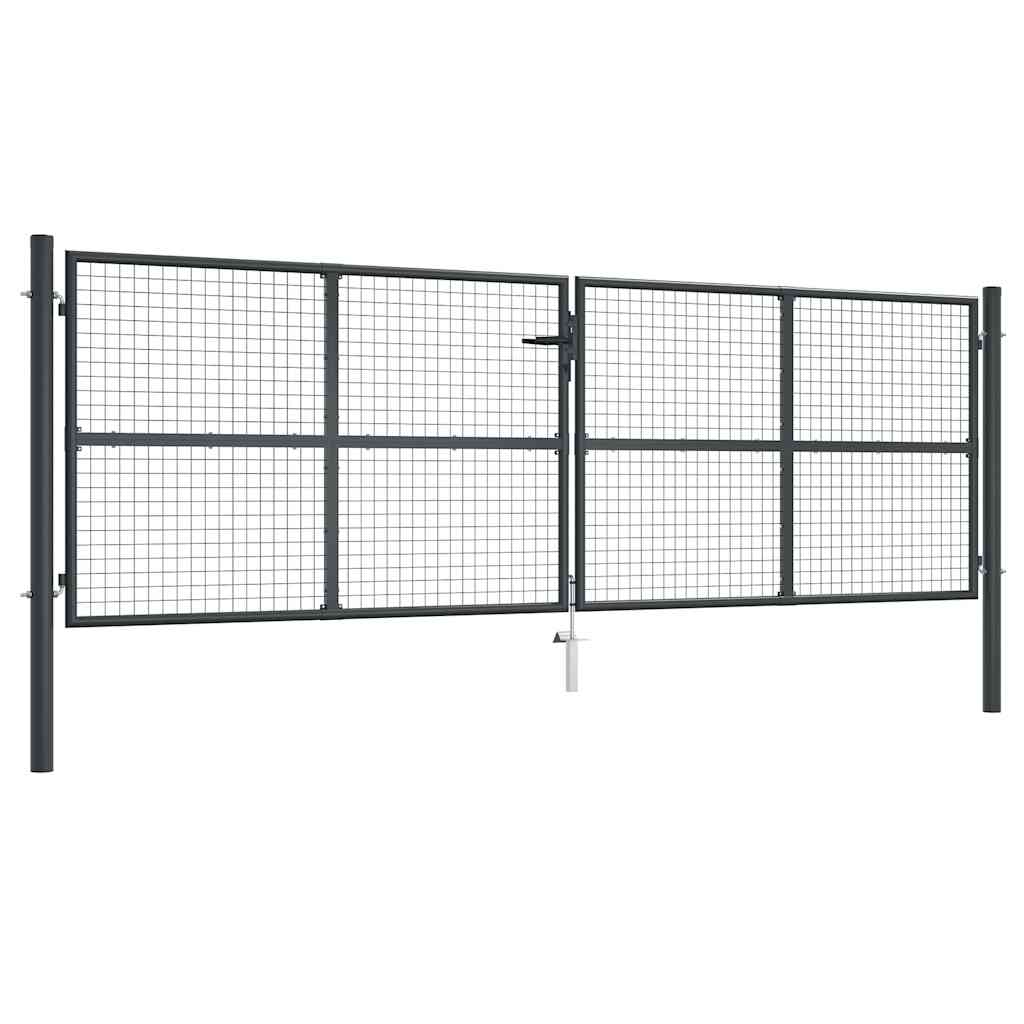 Levně vidaXL Pletivá zahradní branka pozinkovaná ocel 400 x 125 cm šedá