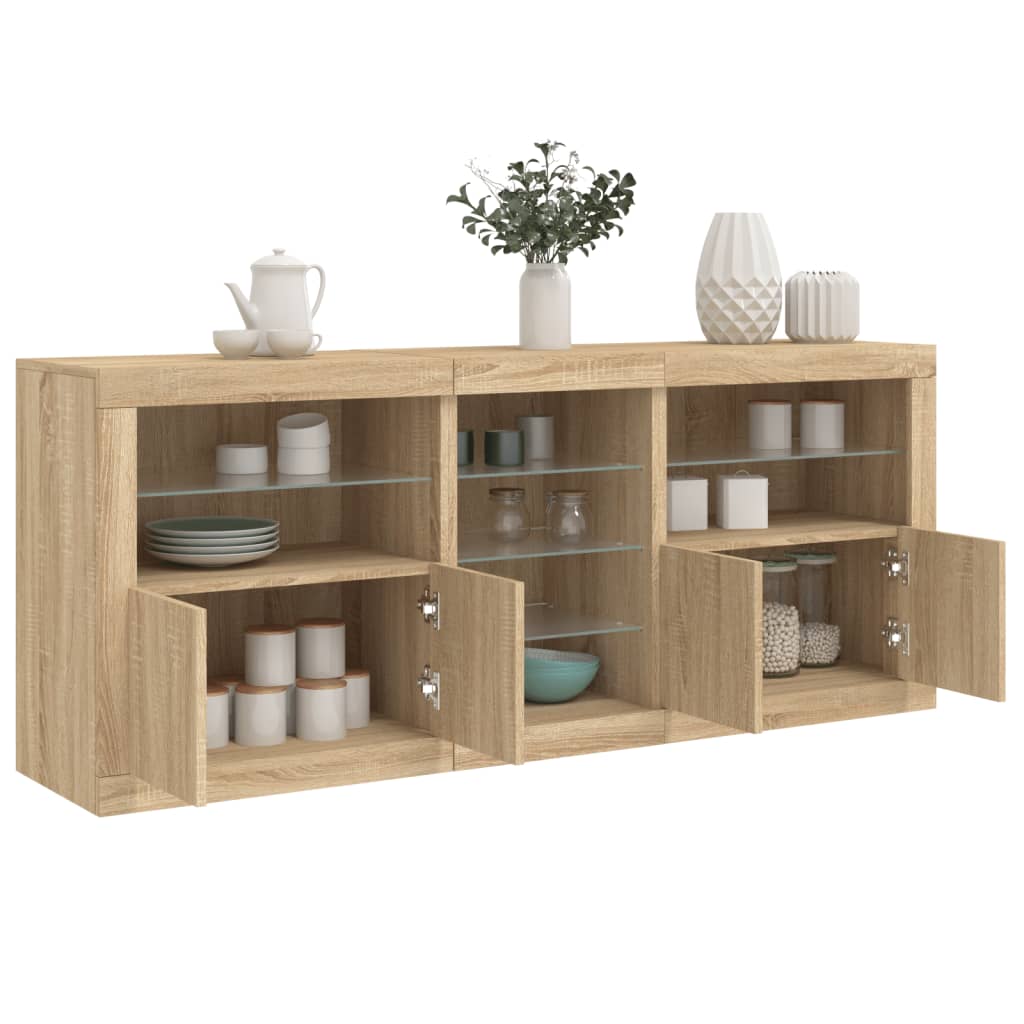 Levně vidaXL Příborník s LED osvětlením dub sonoma 181,5 x 37 x 67 cm