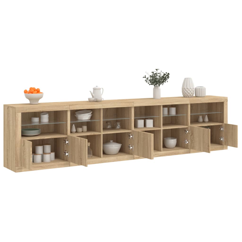 Levně vidaXL Příborník s LED osvětlením dub sonoma 283 x 37 x 67 cm