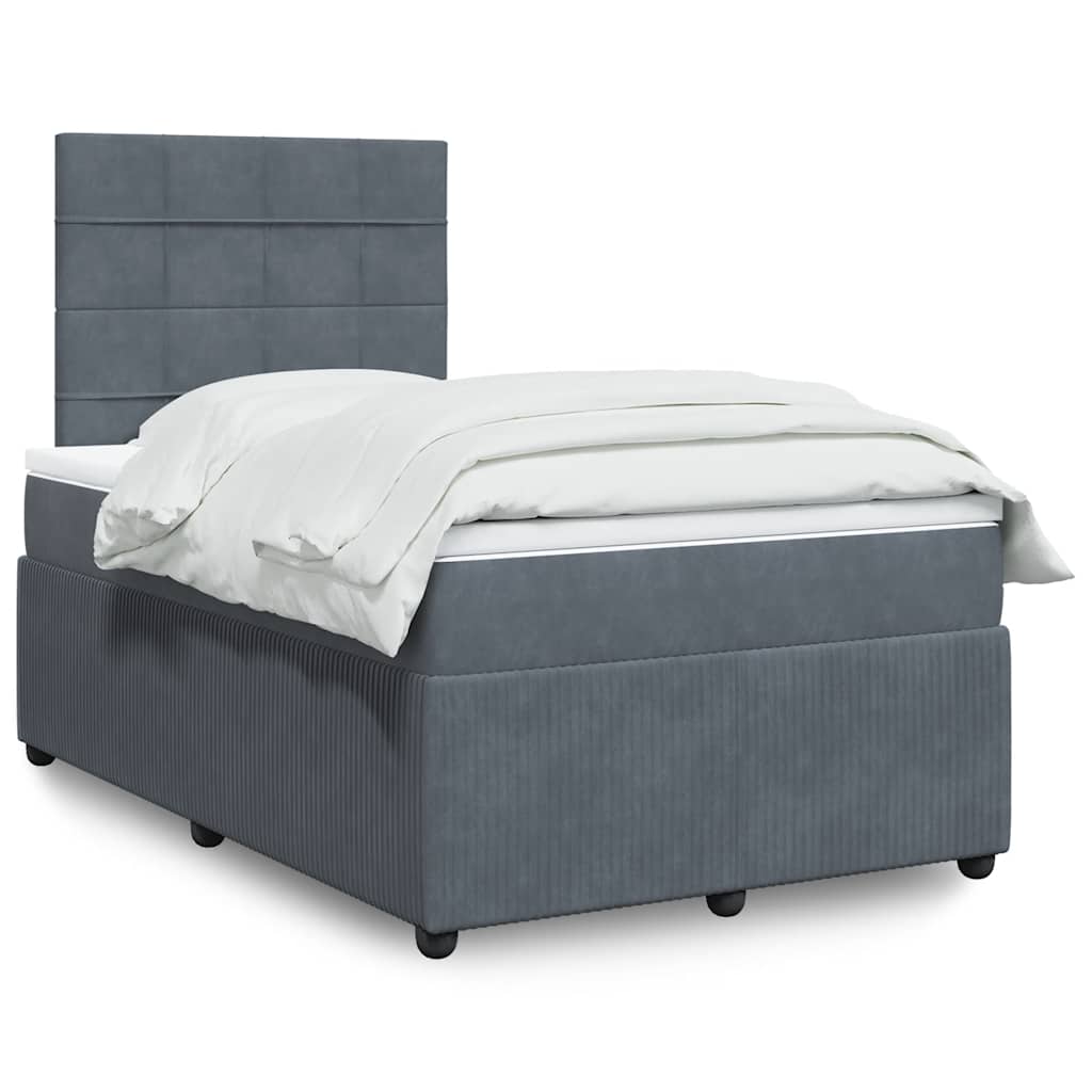 Levně vidaXL Box spring postel s matrací tmavě šedá 120 x 200 cm samet