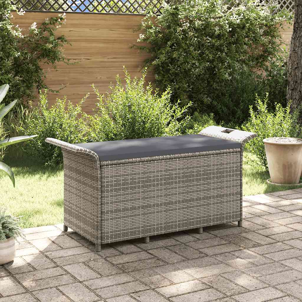 Levně vidaXL Zahradní lavice s poduškou šedá 116 x 46 x 57 cm polyratan