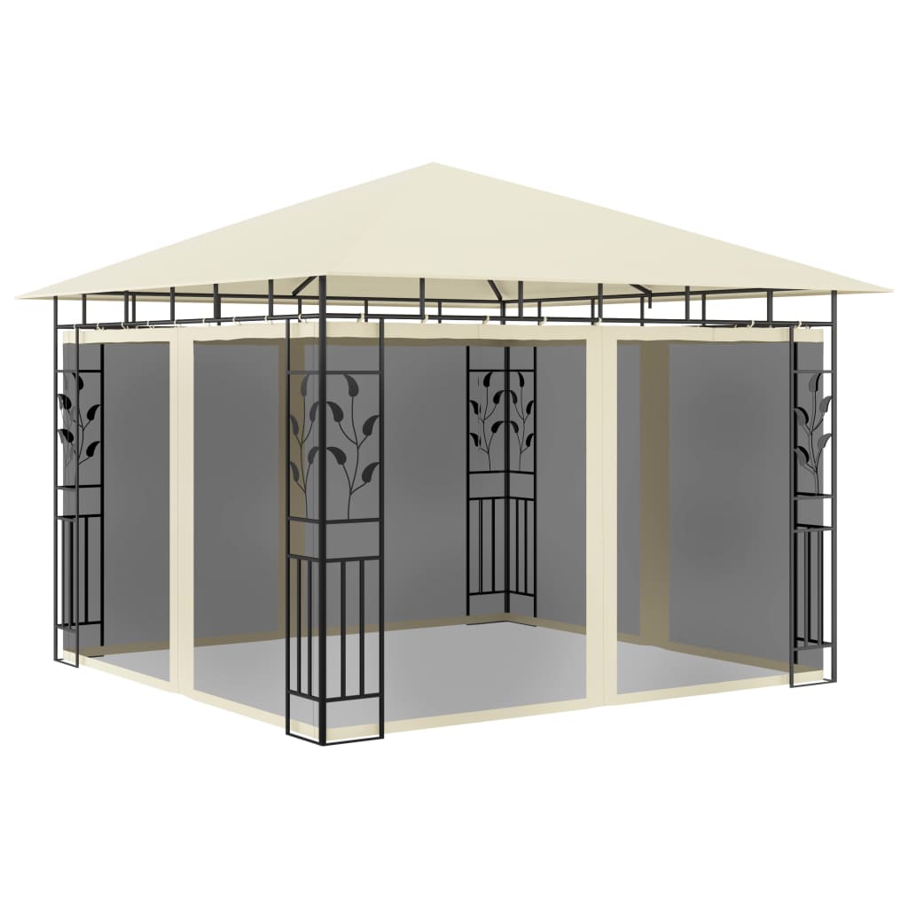 Levně vidaXL Altán s moskytiérou 3 x 3 x 2,73 m krémový 180 g/m²