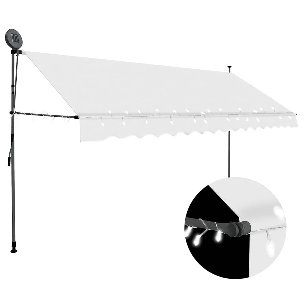 Levně vidaXL Ručně zatahovací markýza s LED světlem 400 cm krémová