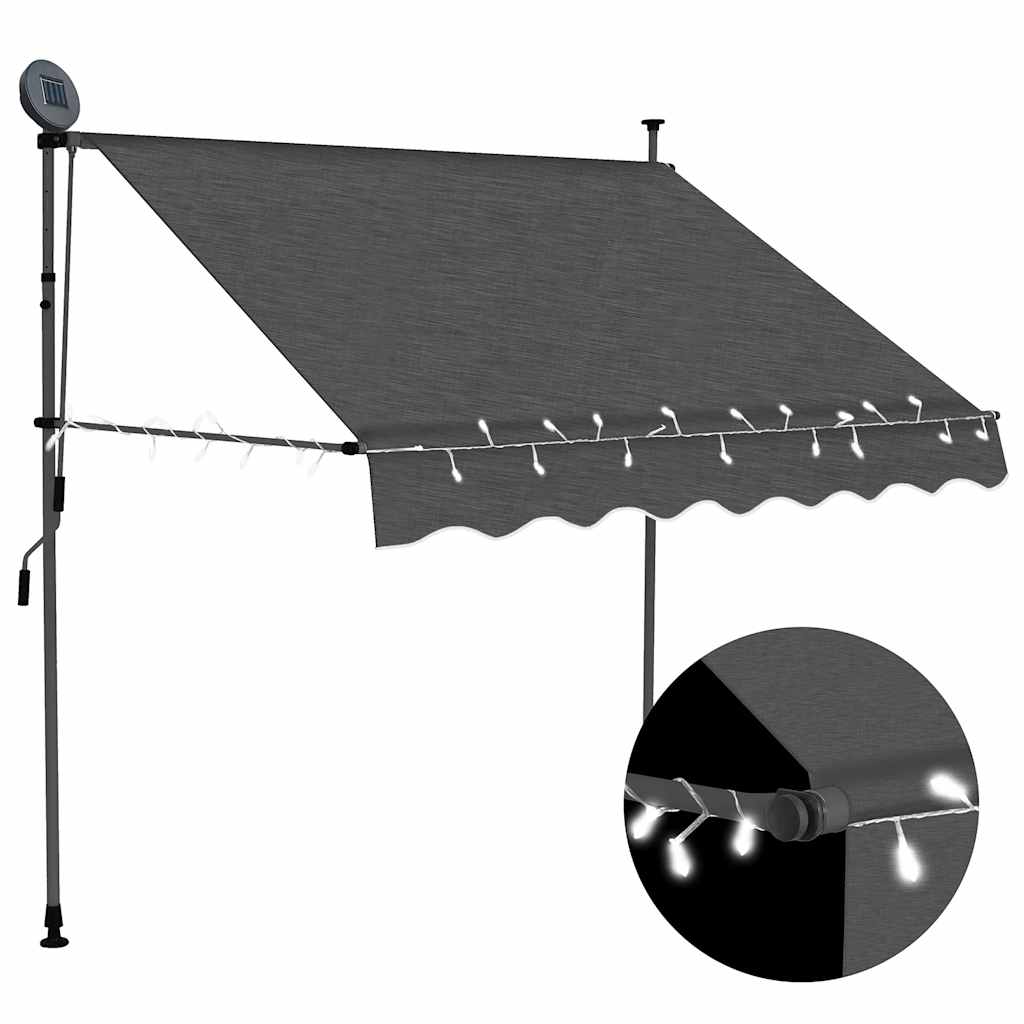 Levně vidaXL Ručně zatahovací markýza s LED světlem 150 cm antracitová