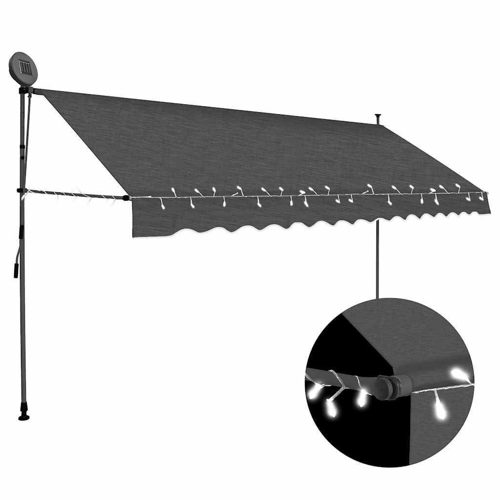 Levně vidaXL Ručně zatahovací markýza s LED světlem 400 cm antracitová