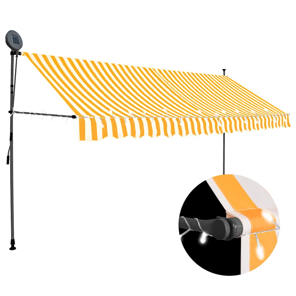 Levně vidaXL Ručně zatahovací markýza s LED světlem 400 cm bílooranžová