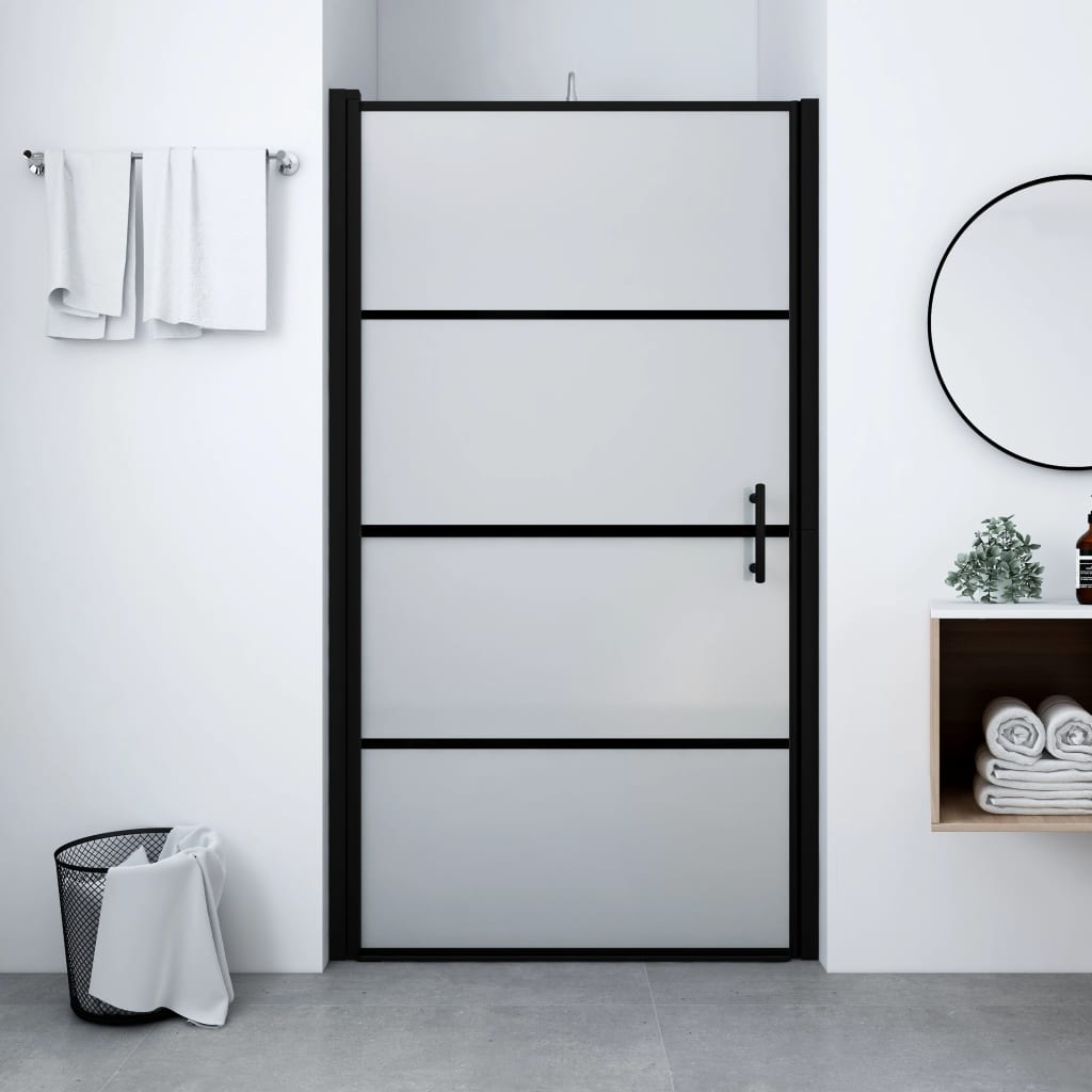 Levně vidaXL Sprchové dveře matné tvrzené sklo 81 x 195 cm černé