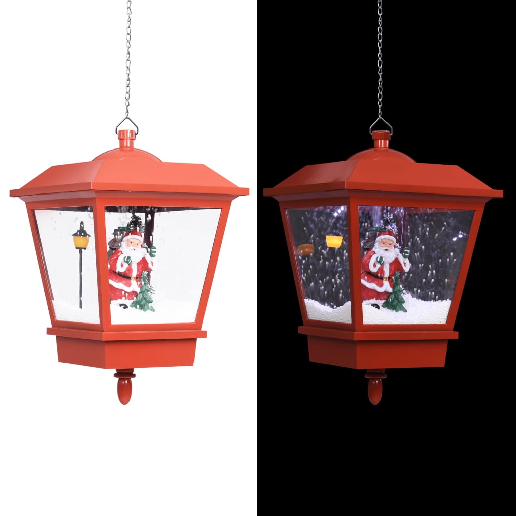 Levně vidaXL Vánoční závěsná lampa LED světlo a Santa červená 27x27x45 cm