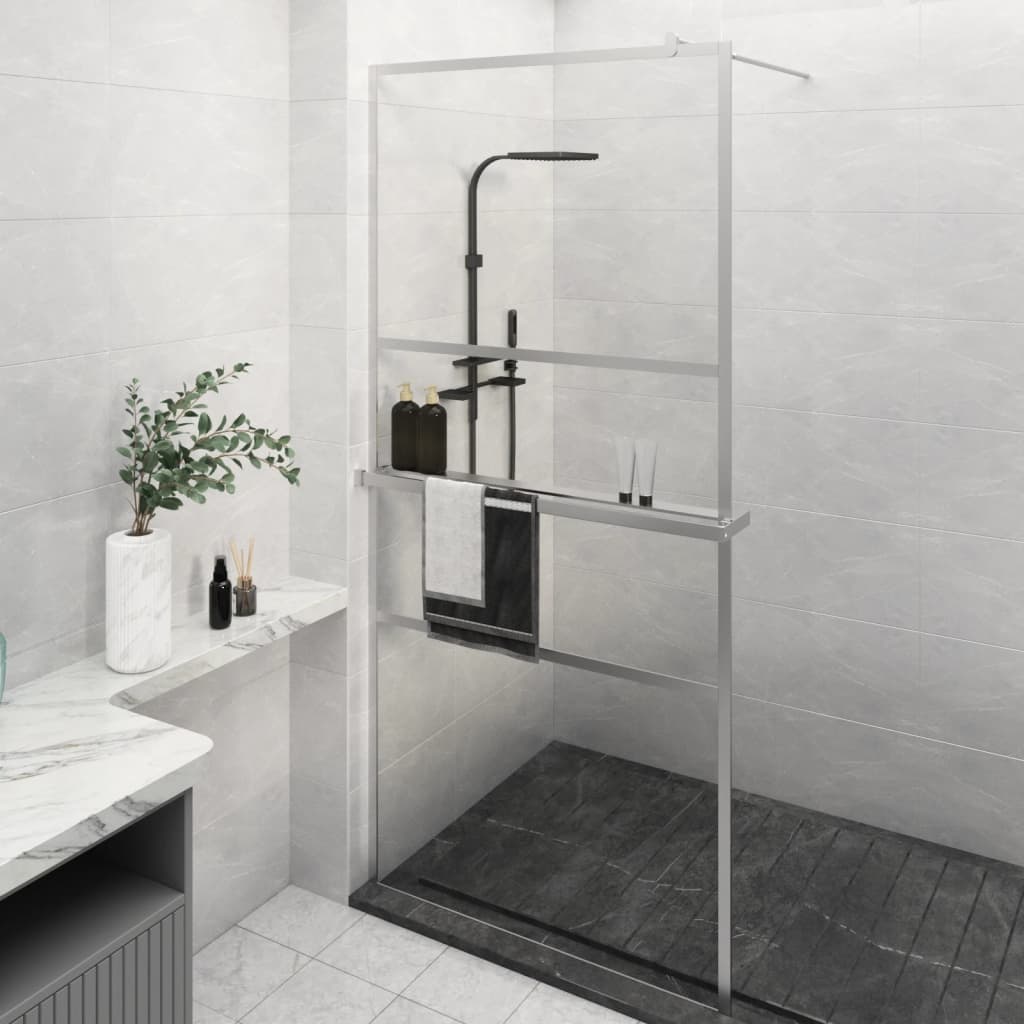 Levně vidaXL Zástěna do průchozí sprchy s policí chrom 100x195 cm ESG/hliník
