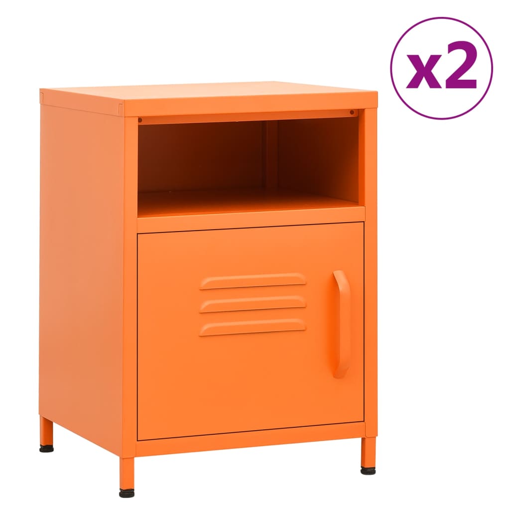 Levně vidaXL Noční stolky 2 ks oranžová 35 x 35 x 51 cm ocel