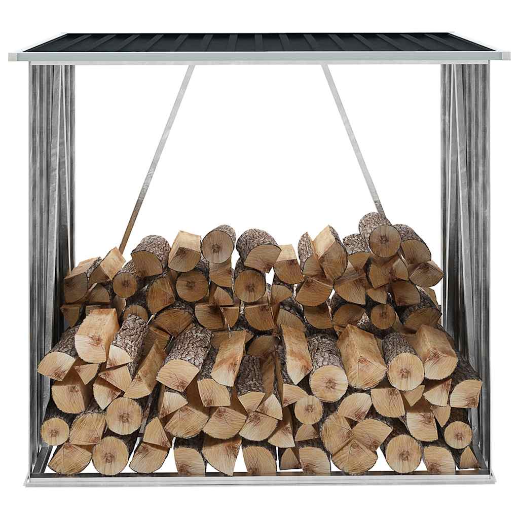 Levně vidaXL Zahradní kůlna na dříví pozinkovaná ocel 163x83x154 cm antracit