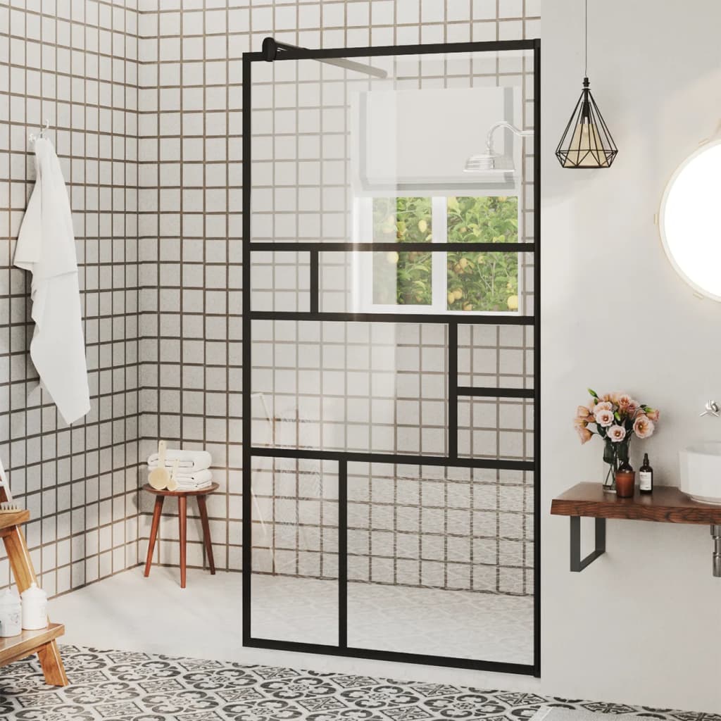 Levně vidaXL Zástěna do průchozí sprchy čiré ESG sklo 80 x 195 cm černá