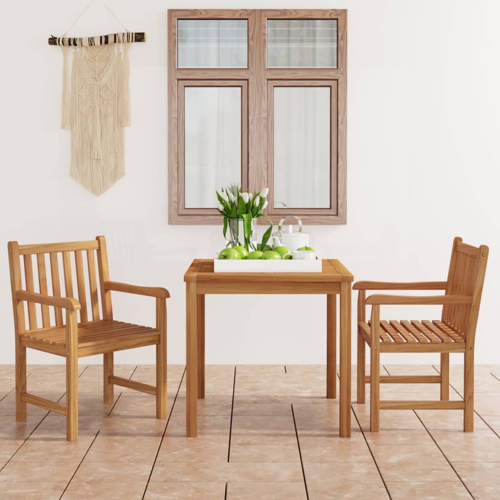 Levně vidaXL 3dílná zahradní jídelní sada 80 x 80 cm masivní teakové dřevo