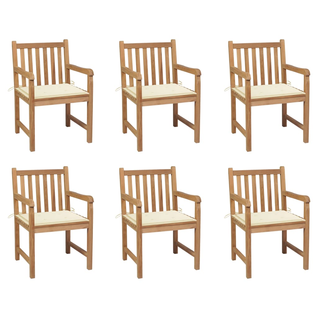 Levně vidaXL Zahradní židle 6 ks krémové podušky masivní teak