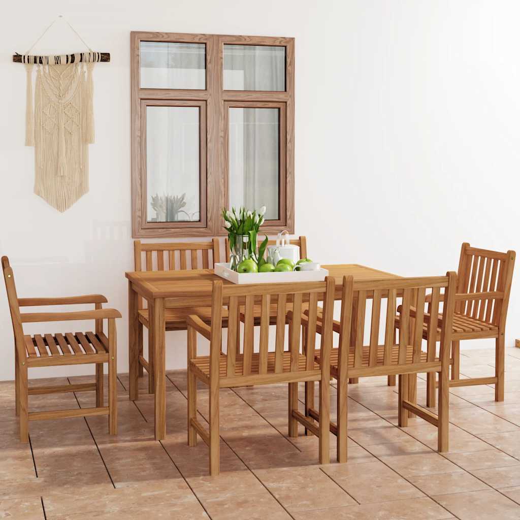 Levně vidaXL 7dílná zahradní jídelní sada 150 x 90 cm masivní teakové dřevo