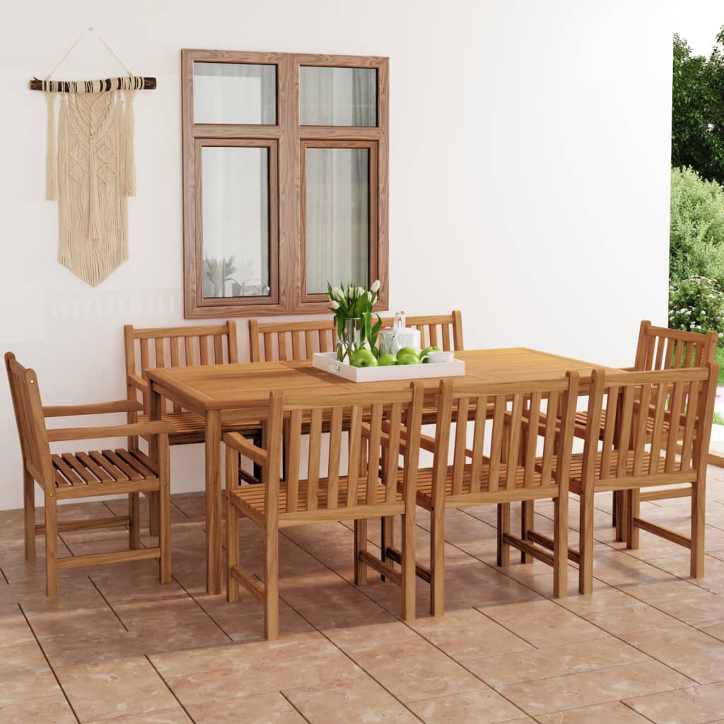 Levně vidaXL 9dílná zahradní jídelní sada 200 x 100 cm masivní teakové dřevo