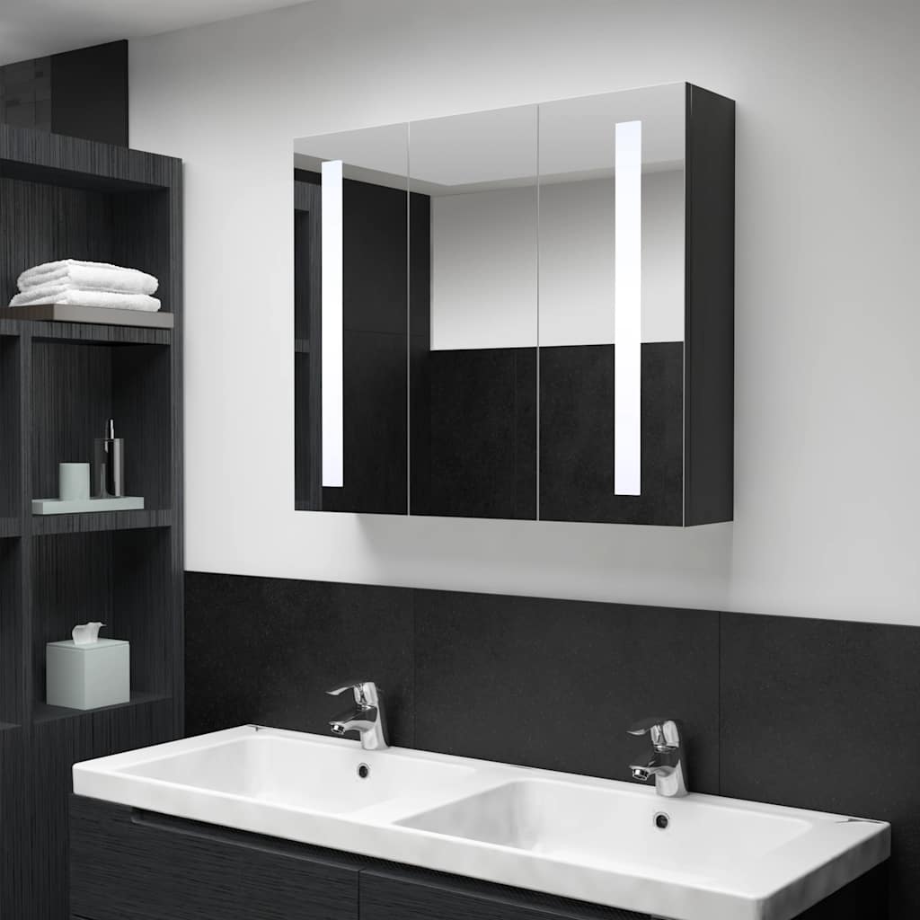 Levně vidaXL LED koupelnová skříňka se zrcadlem 89 x 14 x 62 cm