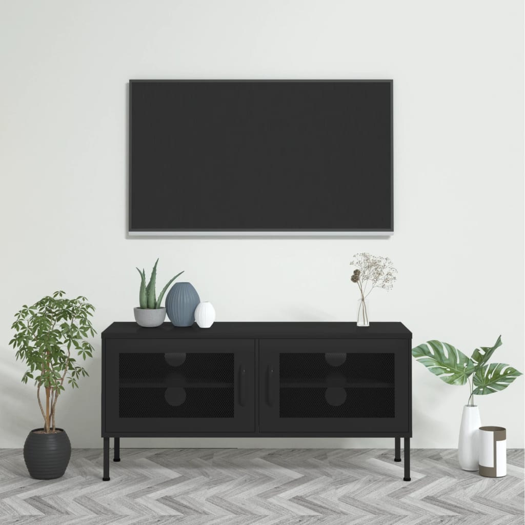 Levně vidaXL TV skříňka černá 105 x 35 x 50 cm ocel
