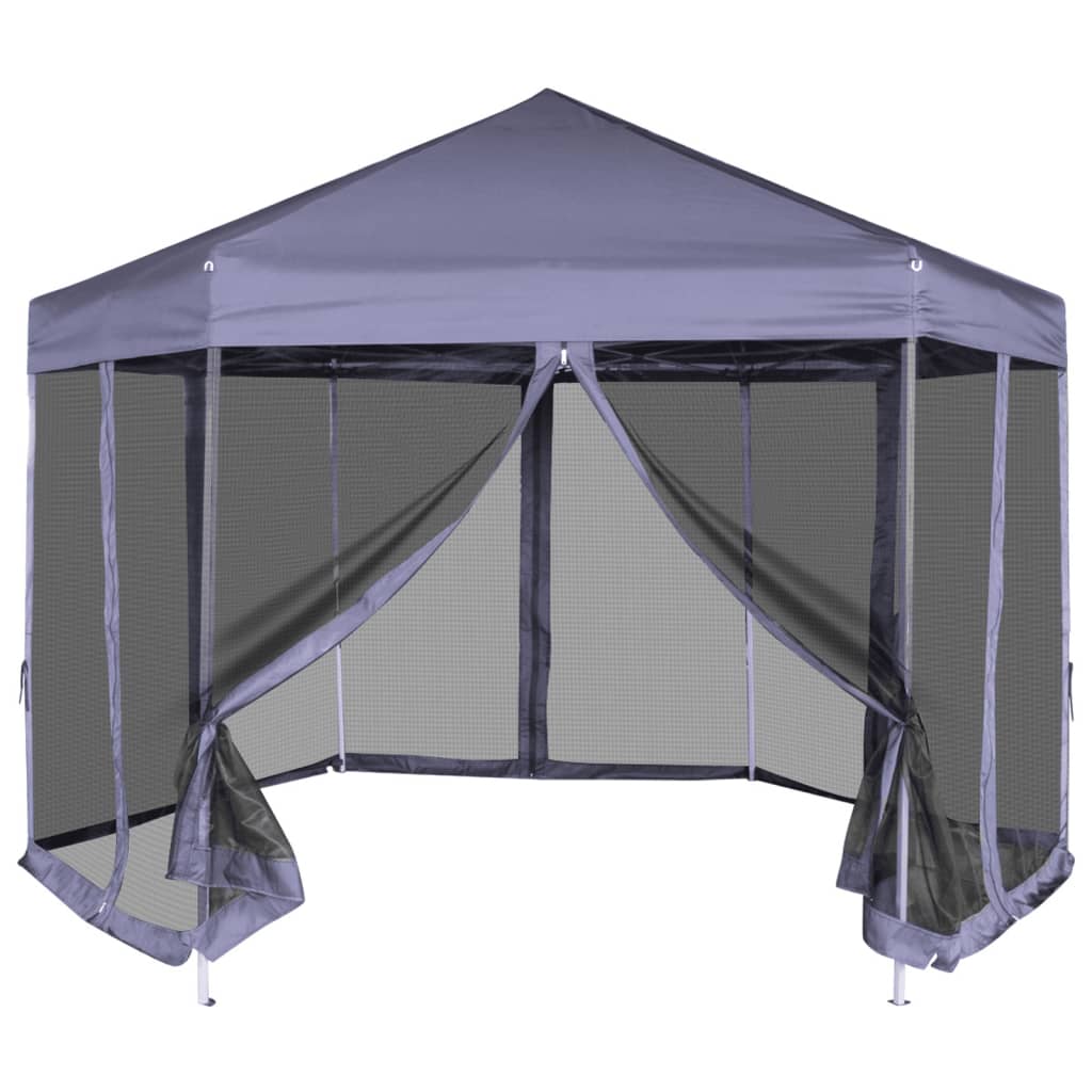 Levně vidaXL Šestiúhelníkový party stan s 6 stěnami tmavě modrý 3,6 x 3,1 m