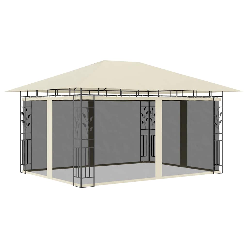 Levně vidaXL Altán s moskytiérou 4 x 3 x 2,73 m krémový 180 g/m²