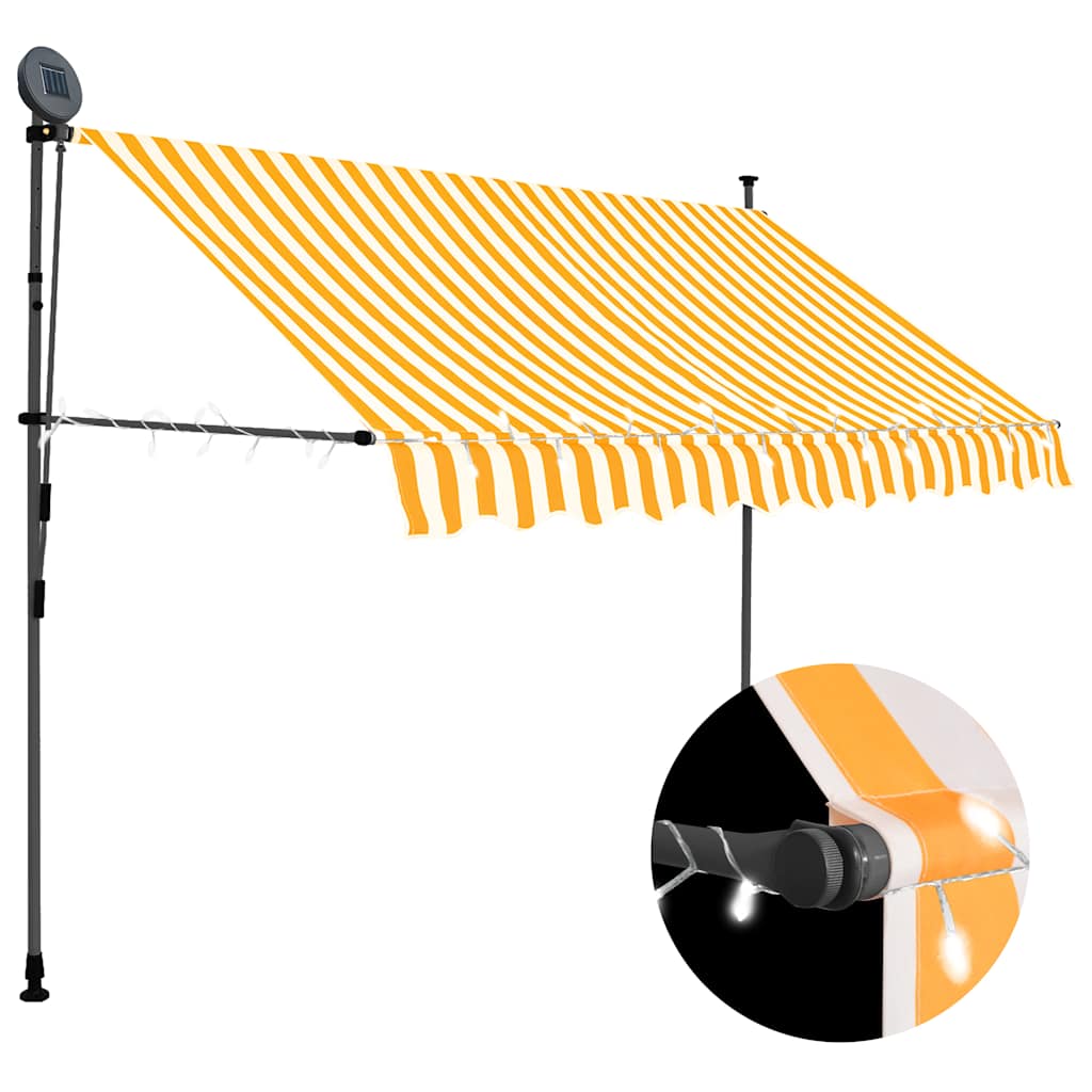 Levně vidaXL Ručně zatahovací markýza s LED světlem 300 cm bílooranžová